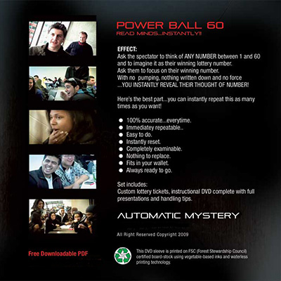 Powerball 60 (DVD, Gimmick, US Lotto) by Richard Sanders and Bill Abbott - DVD