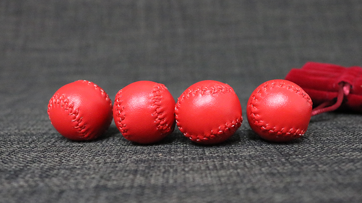 Set of 4 Leather Balls for Cups and Balls (Red and Red) by Leo Smetsers - Trick